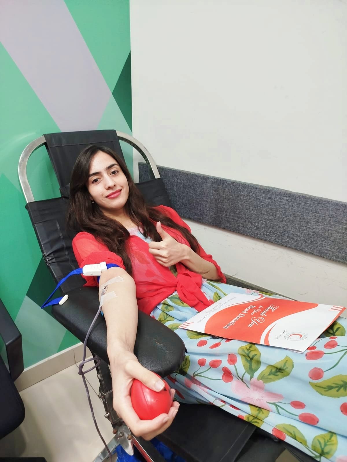 13 year old Thalassemia patient Miss Mehtab receives blood for her transfusion